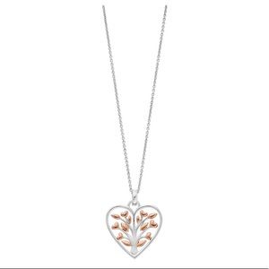 Timeless sterling 2 tone tree heart necklace 18’’